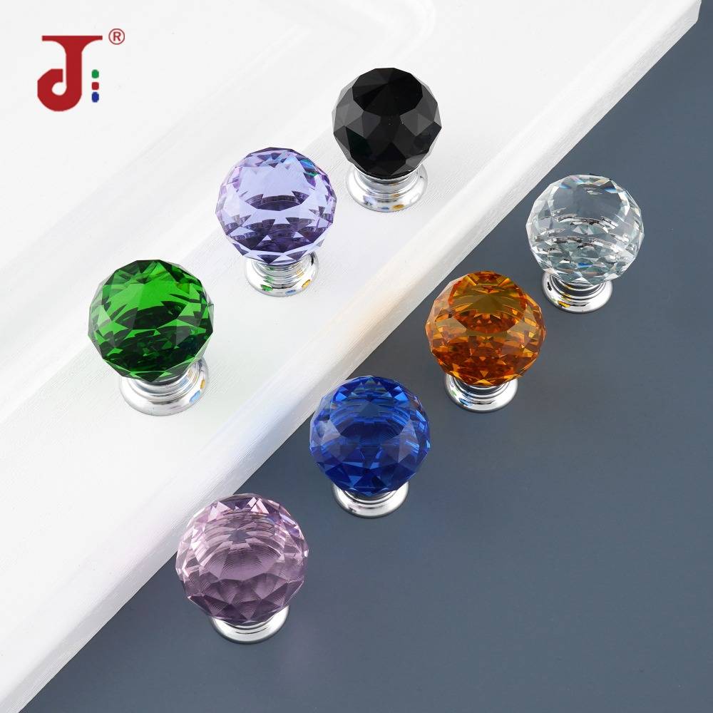 30mm Crystal Shake Handle Faceted Ball Knobs Single Hole Modern Chest Cupboard Door Pulls Furniture Knobs Cabinet Handles